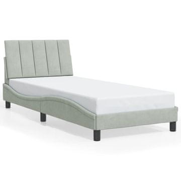 Vidaxl Posteljni okvir brez vzmetnice Hanko svetlo siv 90x200 cm žamet