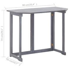Vidaxl Zložljiva balkonska mizica 90x50x74 cm trden akacijev les
