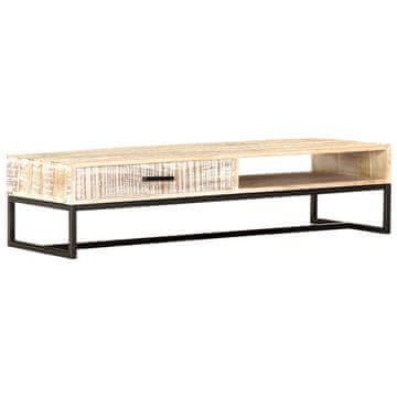 Vidaxl Klubska mizica bela 117x50x30 cm trden akacijev les