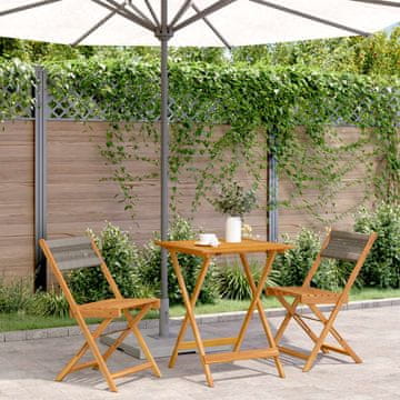 Vidaxl vidaXL 3-delni bistro set, siv polipropilen in les