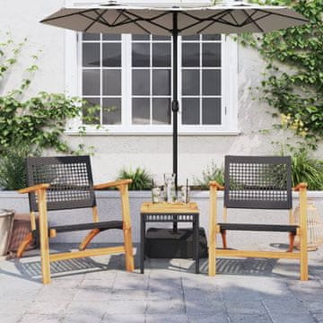 Vidaxl vidaXL 3-delni bistro set, črne barve, poli ratan in akacijev les