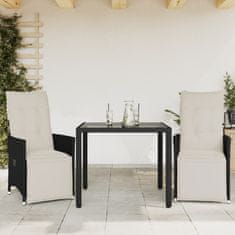 shumee Bistro garnitura 3-delna z blazinami črn poli ratan