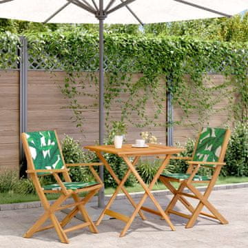 Vidaxl vidaXL 3-delni bistro set, listnato blago in les
