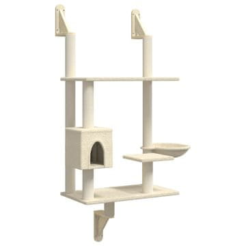 Vidaxl Stensko mačje drevo s praskalnikom krem 153 cm