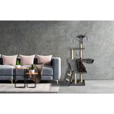 UNBRANDED Mačje drevo 138 cm, sive barve 
