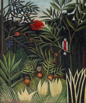 Pelcasa Monkeys And Parrot In The Virgin Forest - 50x70 cm