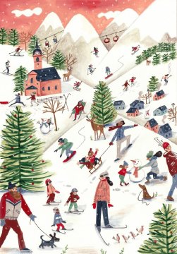 Pelcasa Mountain Landscape With Houses In The Snow - 50x70 cm