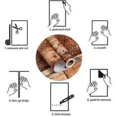 Netscroll Večnamenske samolepilne nalepke, samolepilna tapeta z izgledom naravnega lesa, elegantni design, 300x45 cm, odporne na vodo, vlago in madeže, enostavno čiščenje, za stene in pohištvo, VintageWall