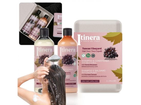 sarcia.eu ITINERA Kozmetični set: šampon + balzam za kodraste lase s toskanskim rdečim grozdjem 2x370 ml