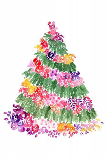 Pelcasa Floral Watercolor Christmas Tree - 30x40 cm