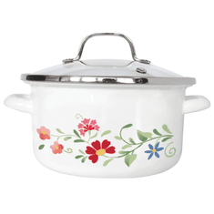 Enamelie Kozica visoka s staklenim pokrovom emajl 20 CM - 3,5 ltr Enamelie linija Heritage
