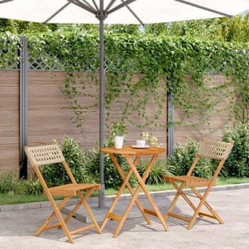 Vidaxl vidaXL 3-delni bistro set, bež PE ratan in les
