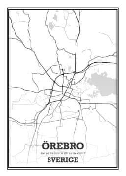Pelcasa Örebro Stad Karta Poster - 21x30 cm