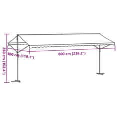 Vidaxl Prostostoječa tenda modra in bela 600x300 cm krem blago jeklo