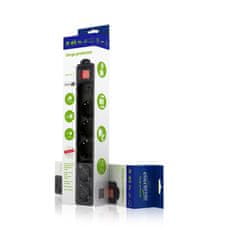 Energenie Gembird SPG5-C-10 prenapetostna zaščita Črna 5 vtičnic 250 V 3 m