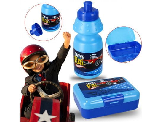 STARPAK Hot Wheels Modri set bidon 350 ml + škatla za malico STARPAK