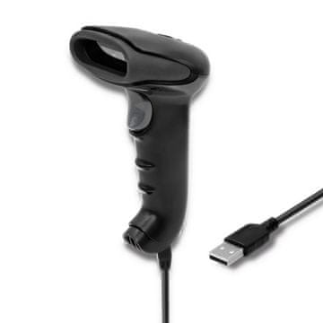 Qoltec Qoltec 50866 Laserski čitalnik črtnih kod 1D | CCD | USB | Črna