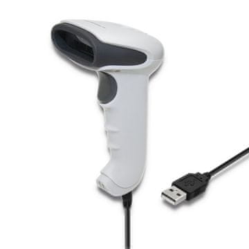 Qoltec Qoltec 50865 Čitalec črtne kode 1D | CCD | USB | Bela