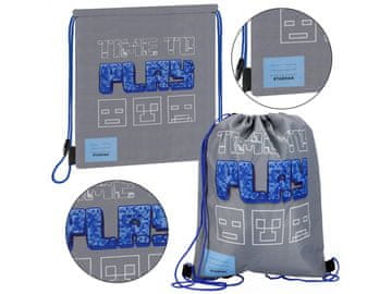 STARPAK Pixel Siva vreča za čevlje, šolska vreča za čez ramo, 39x33 cm STARPAK