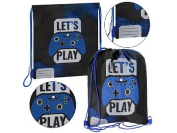 STARPAK Let's Play Črno-modra vreča za čevlje, šolska vreča za čez ramo PAD 39x33 cm STARPAK