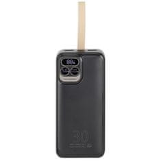 RivaCase Powerbank RIVACASE 30000 mAh USB-C 20W + LCD črna (1x I/O USB-C PD 18W / PD 20W, 2x USB-A QC 3.0 18W, LCD, črna)