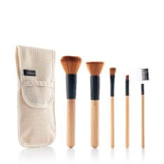 InnovaGoods Set lesenih čopičev za ličenje s torbico Miset InnovaGoods 5 enot 