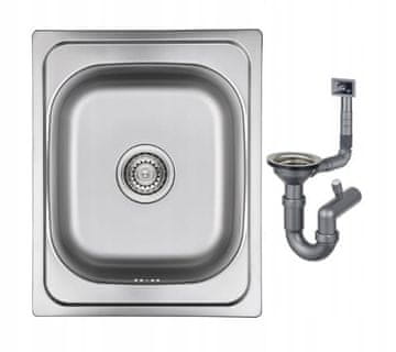 shumee Vgradno jekleno kuhinjsko korito Orion 40x50 s sifonom