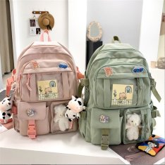 Dollcini elegantna šolska torba 15,6" nahrbtnik za prenosni računalnik, elegantna torba za prosti čas, šolska torba Travel Business College, roza/siva