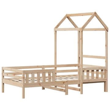 Vidaxl Posteljni okvir s streho 100x200 cm trdna borovina