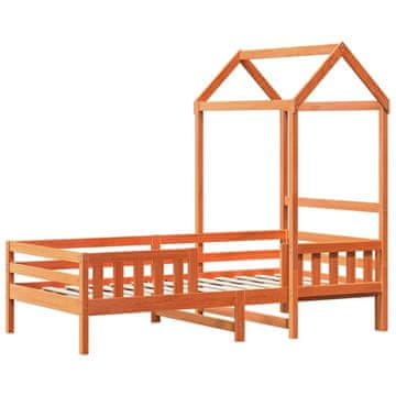 Vidaxl Posteljni okvir s streho voščeno rjav 75x190 cm trdna borovina