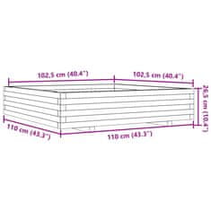 Vidaxl Vrtno cvetlično korito 110x110x26,5 cm trdna borovina