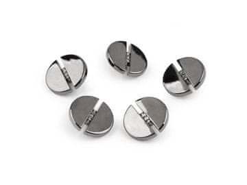 Kovinski gumb s kamenčki velikosti 28"; 38" - (28") nikelj črna (20 kosov)