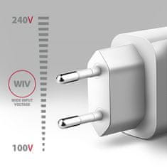 AXAGON ACU-QC18W, 18W omrežni polnilnik, 1x vrata USB-A, QC3.0/AFC/Apple, bel