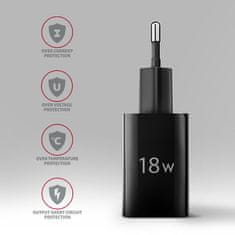 AXAGON ACU-QC18, 18W omrežni polnilnik, 1x USB-A, QC3.0/AFC/Apple, črn