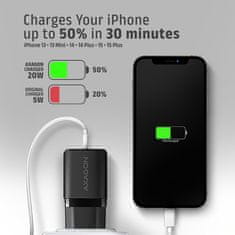 AXAGON ACU-PD20, 20W omrežni polnilnik, 1x vrata USB-C, PD3.0/PPS/QC4+/AFC/Apple, črna