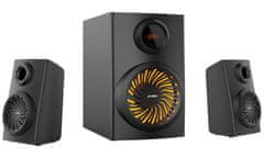 Fenda Zvočniki F&amp;D F190X/ 2.1/ 46 W/ črna/ BT5.0/ FM radio/ predvajanje USB/ osvetlitev LED/ daljinski upravljalnik