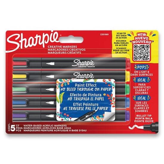 Sharpie Akrilni marker Bullet komplet 5 barv