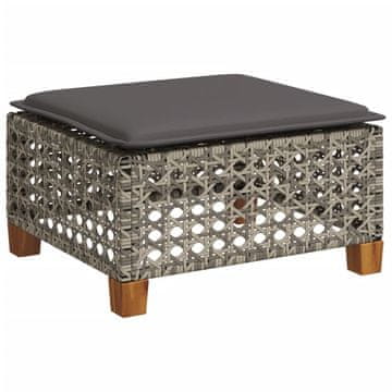 Vidaxl Vrtni stolček z blazino siv 63,5x56x32 cm poli ratan