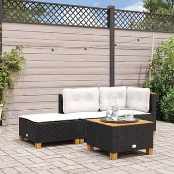 Vidaxl vidaXL Vrtni stolček z blazino črne barve 63,5x56x32 cm PE ratan