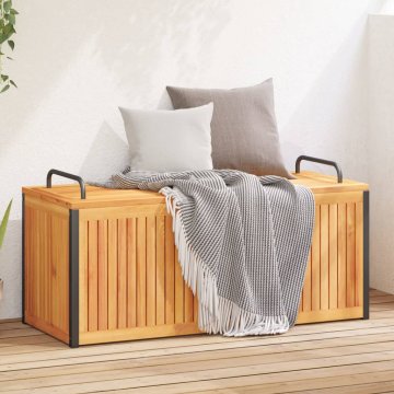 shumee Zunanja škatla za blazine 110x45x42/53 cm akacijev les in jeklo