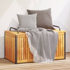 shumee Zunanja škatla za blazine 85x45x45/53 cm akacijev les in jeklo