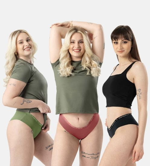 LEAFLETIC Ženske Srednje Visoke Hipster Spodnje Hlače - Antimikrobne, Antistatične, Zračne (paket 3 kosov)