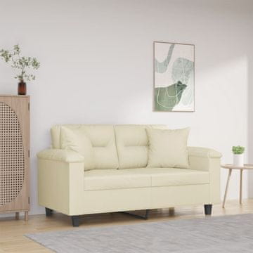 Vidaxl vidaXL Dvosed z blazinami, kremne barve, 120 cm, umetno usnje