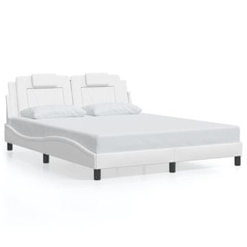 Vidaxl Posteljni okvir brez vzmetnice Viana bel 160x200 cm umetno usnje