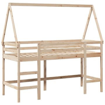 Vidaxl Posteljni okvir z lestvijo in streho 80x200 cm borovina