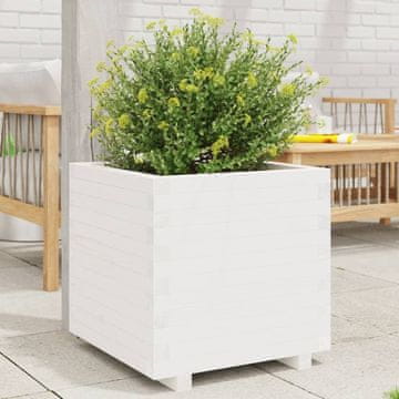 Vidaxl vidaXL Vrtno korito za sajenje bela 50x50x49,5 cm masivni borov les