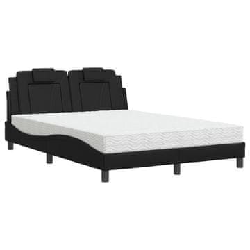Vidaxl Postelja z vzmetnico Viana črna 140x190 cm umetno usnje