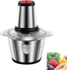 HOME & MARKER® Električni sekljalnik hrane 2 hitrosti, inox posoda, za meso in zelenjavo | MINCBOWL