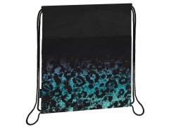 STARPAK Črna vreča za čevlje, šolska vreča za ramo z vzorcem leopard 36x46 cm STARPAK 