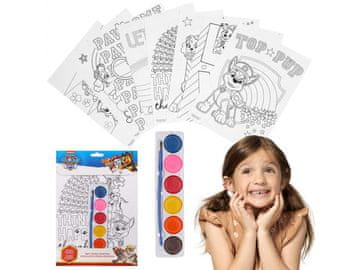 Nickelodeon Tačke na patrulji Set za barvanje s čopiči, ustvarjalni set pobarvanke + barve